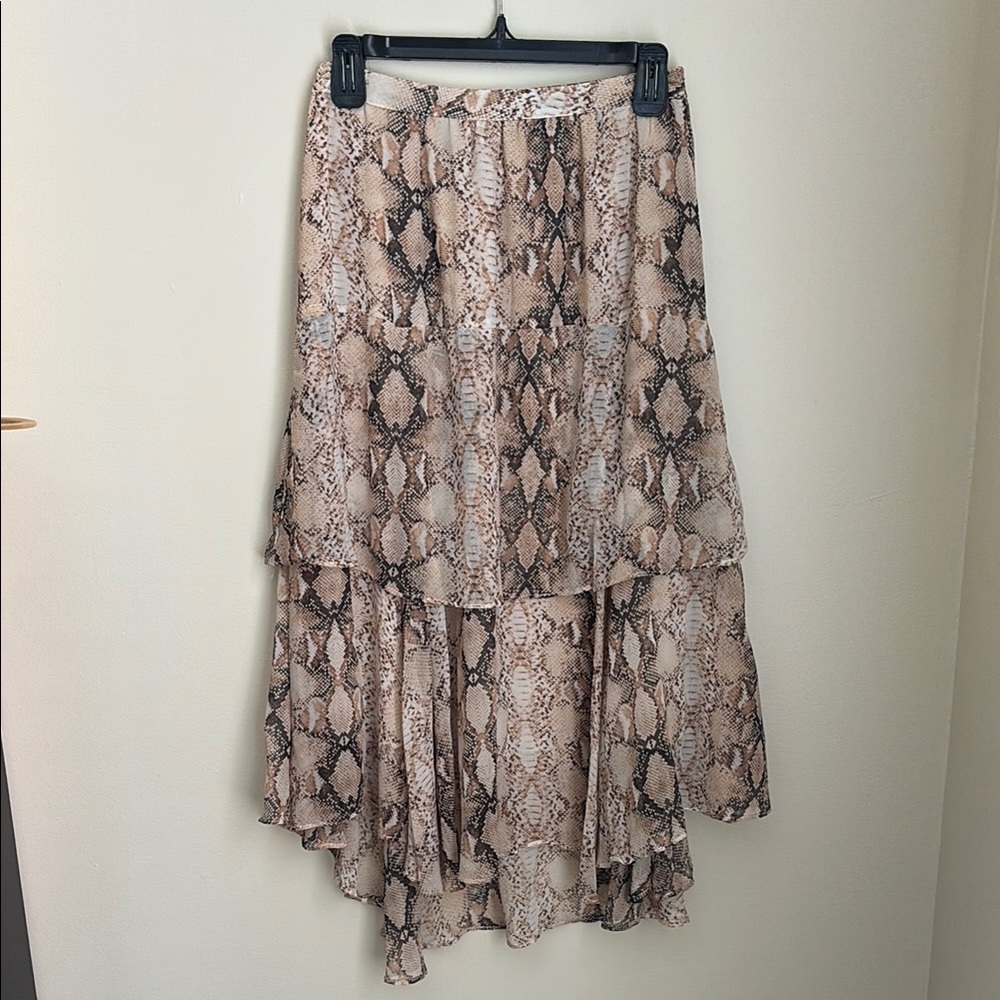 Elegant Snake Print Tiered Skirt